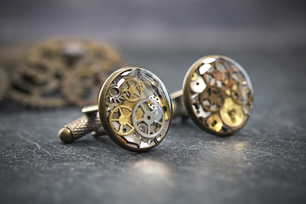 Steampunk Watch Part Round Cufflinks Gift For Men Antiqued&nbsp;Bronze