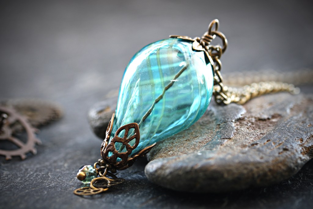 Hot Air Balloon Necklace Turquoise Glass Bead Gift For a Traveller Around the World 80&nbsp;Days